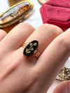 14k Victorian Rose of Sharon Onyx Ring