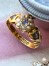 15k Victorian Sapphire w/ Seed Pearl Ring
