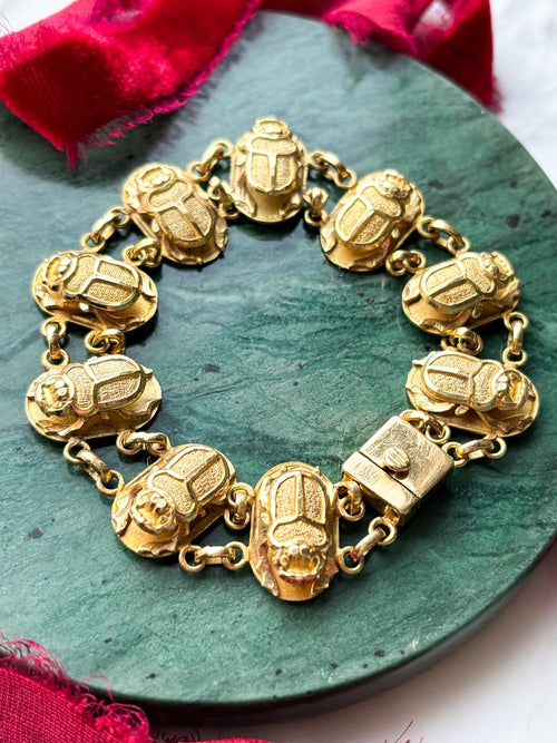 18k Vintage Eqyptian Scarab Bracelet