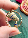 18k Vintage Enameled Nefertiti Pendant
