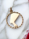 18k Vintage Enameled Nefertiti Pendant