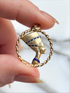 18k Vintage Enameled Nefertiti Pendant