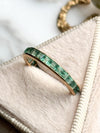 14k Art Deco Table Cut Natural Emerald Eternity Band