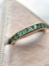 14k Art Deco Table Cut Natural Emerald Eternity Band
