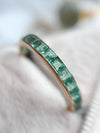 14k Art Deco Table Cut Natural Emerald Eternity Band