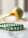 14k Art Deco Table Cut Natural Emerald Eternity Band