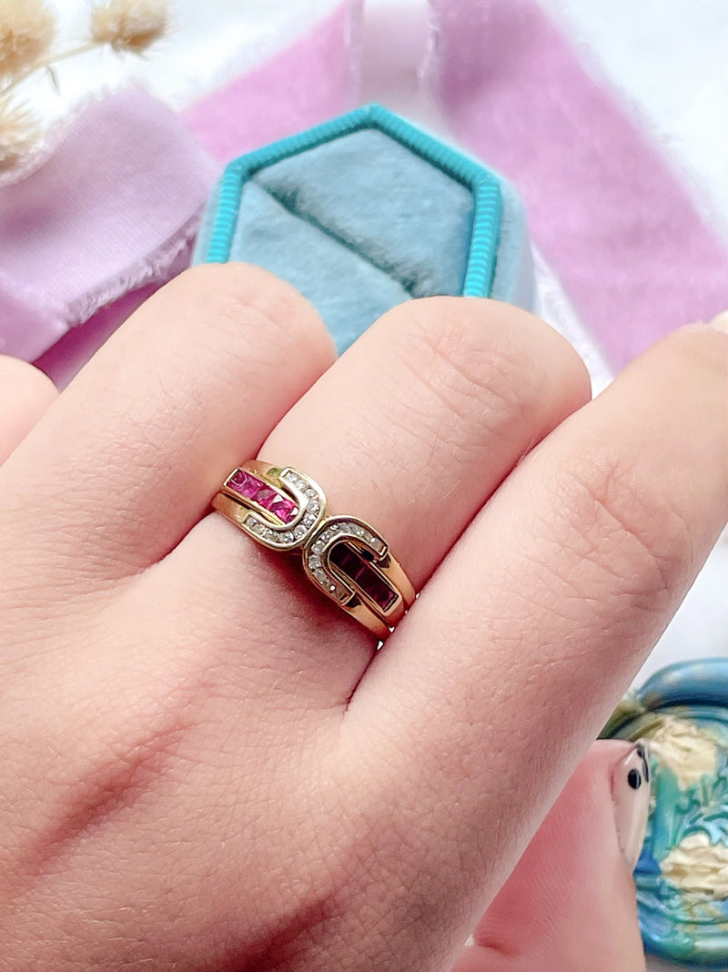 18k Vintage Diamond & Ruby Ring