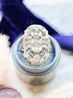Platinum & 14K Art Deco 1.39cttw Diamond & Sapphire Ring