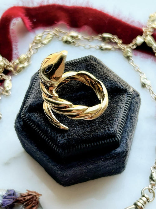 18k Italian Diamond & Sapphire Coiled Snake Ring