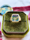 18k Designer Gold Cloisonné Enamel Ring