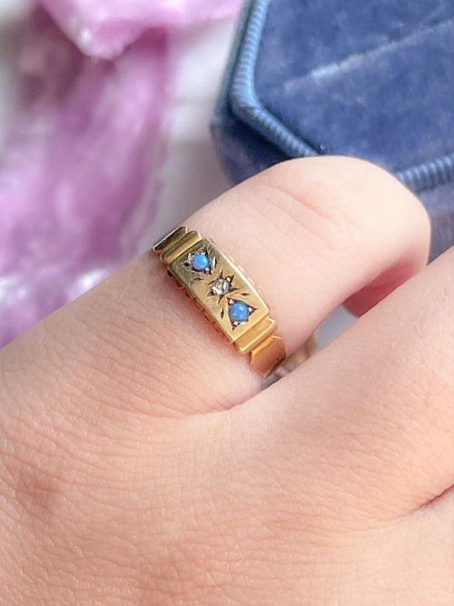 15k Victorian Opal & Diamond Ring