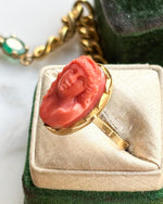 18k Antique Carved Coral Cameo