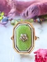 14k Antique Guilloche Enamel Ring