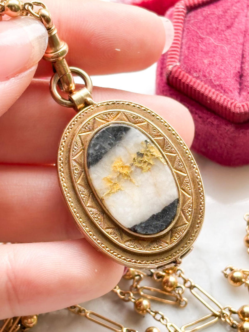 14k Victorian Gold Bearing Quartz Locket