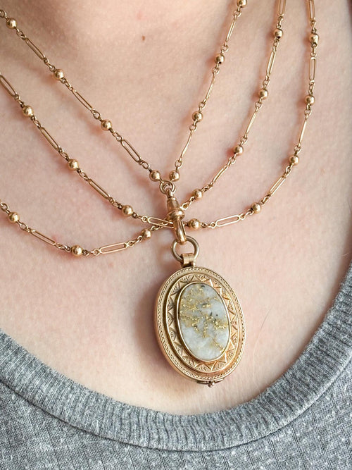 14k Victorian Gold Bearing Quartz Locket