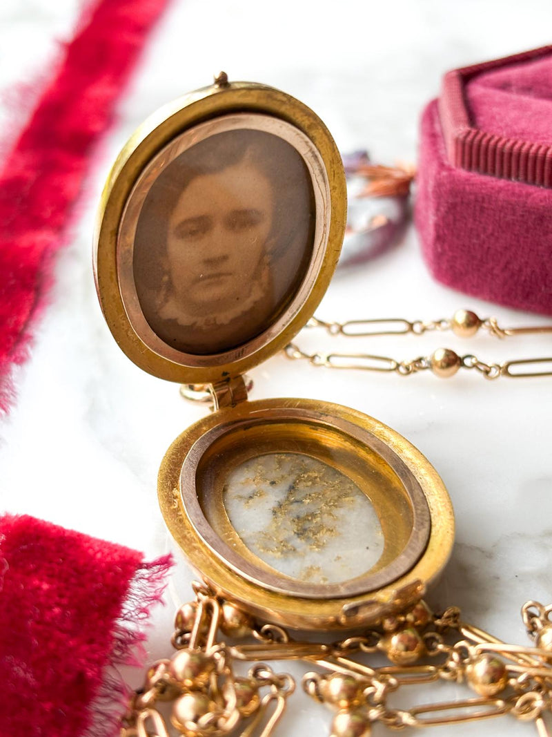 14k Victorian Gold Bearing Quartz Locket