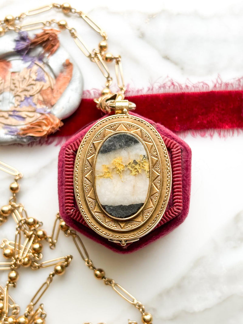 14k Victorian Gold Bearing Quartz Locket