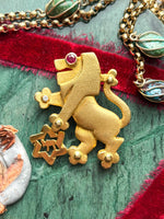 14k Ruby & Diamond Lion Pendant