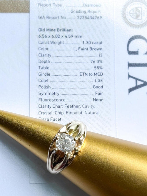 14k 1.30ct Old Mine Cut Diamond Ring
