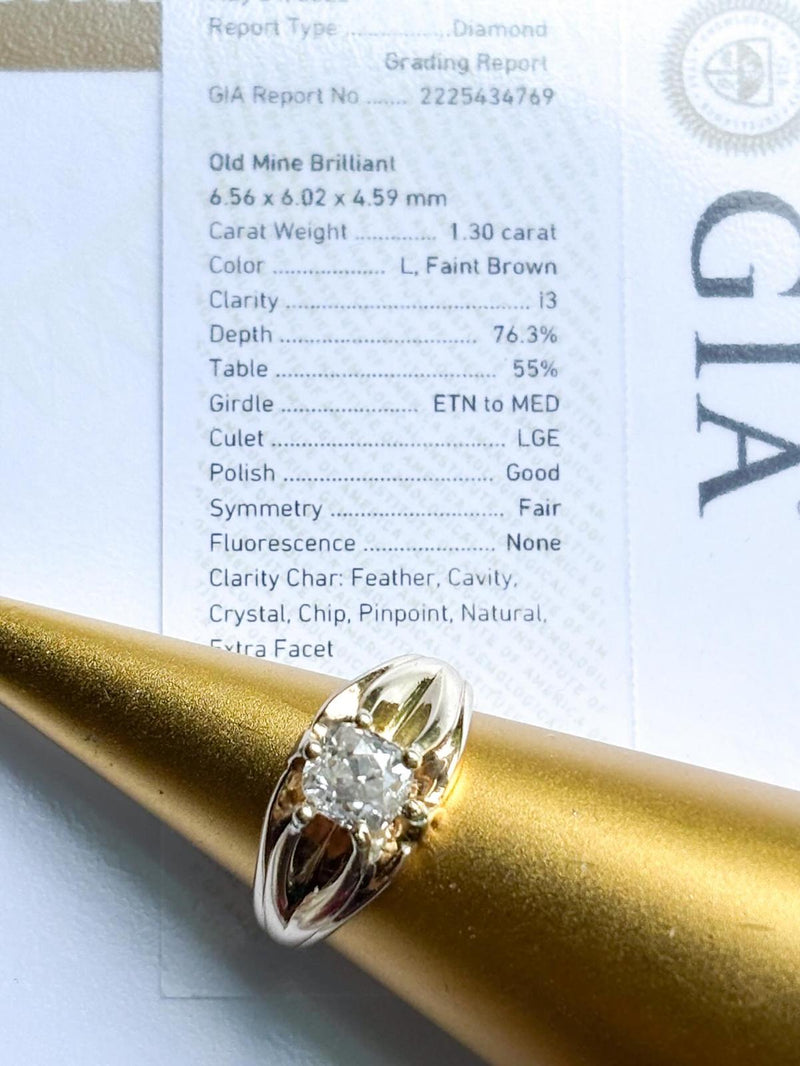 14k 1.30ct Old Mine Cut Diamond Ring