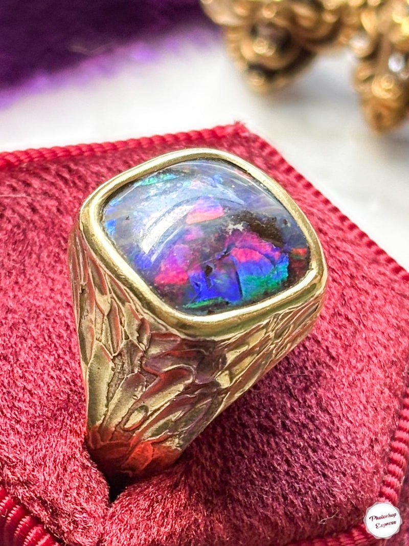 18k Vintage Black Opal Ring