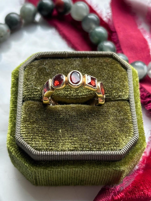 14k Vintage Garnet Eternity Band