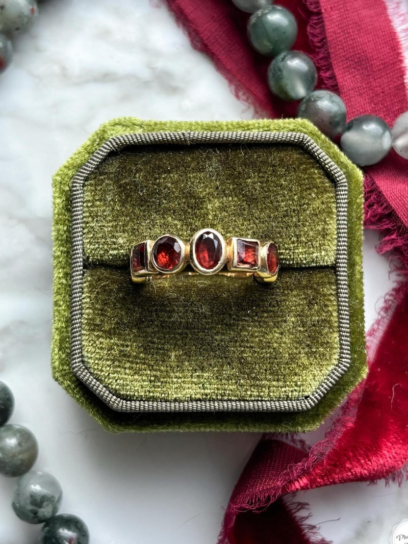 14k Vintage Garnet Eternity Band