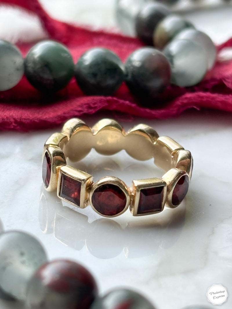 14k Vintage Garnet Eternity Band