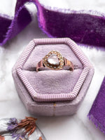 9k Victorian Moonstone Heart & Seed Pearl Ring