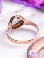 9k Victorian Moonstone Heart & Seed Pearl Ring