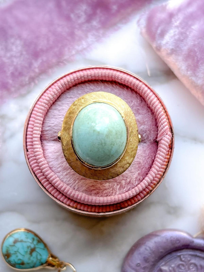 14k Vintage Natural Turquoise Cabochon Ring