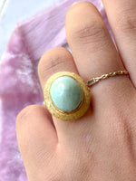 14k Vintage Natural Turquoise Cabochon Ring