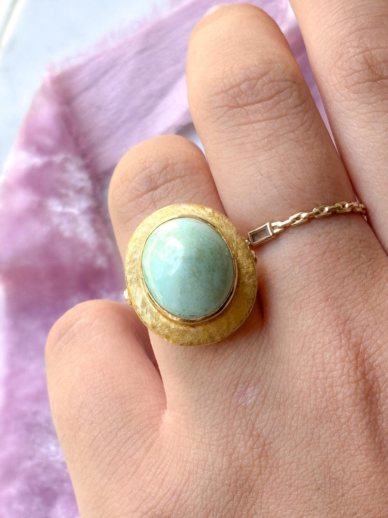 14k Vintage Natural Turquoise Cabochon Ring