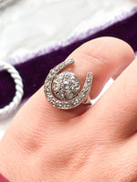 14k Art Deco 0.79cttw Diamond Horseshoe Ring