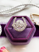 14k Art Deco 0.79cttw Diamond Horseshoe Ring