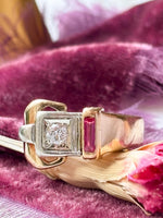 14k Vintage Ruby & 0.30ct Diamond Buckle Ring