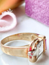 14k Vintage Ruby & 0.30ct Diamond Buckle Ring