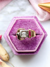 14k Vintage Ruby & 0.30ct Diamond Buckle Ring