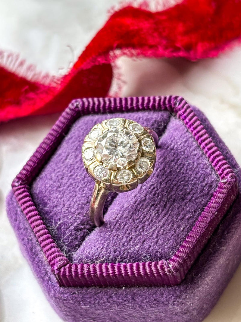 14k Vintage 1.24cttw Transitional Cut Diamond Ring