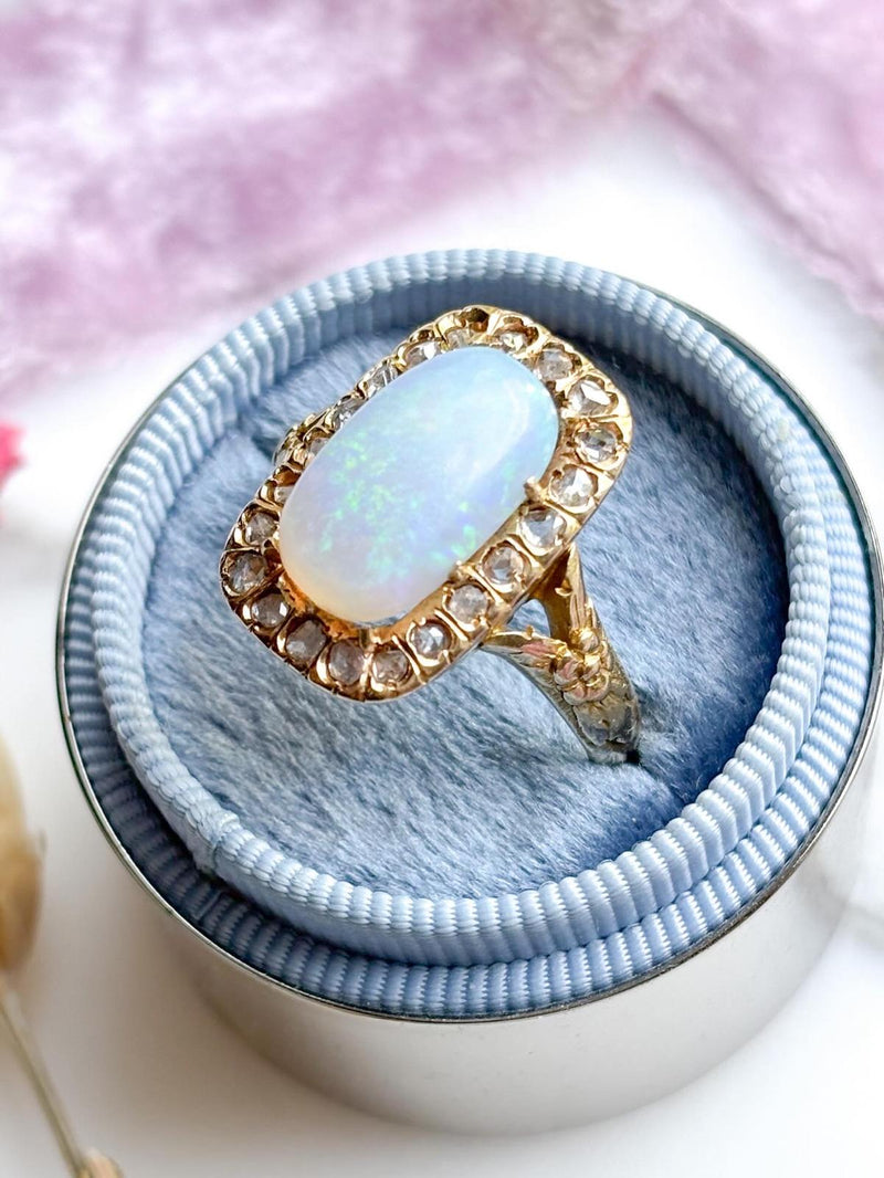 18k Victorian 3.4ct Opal & Diamond Ring