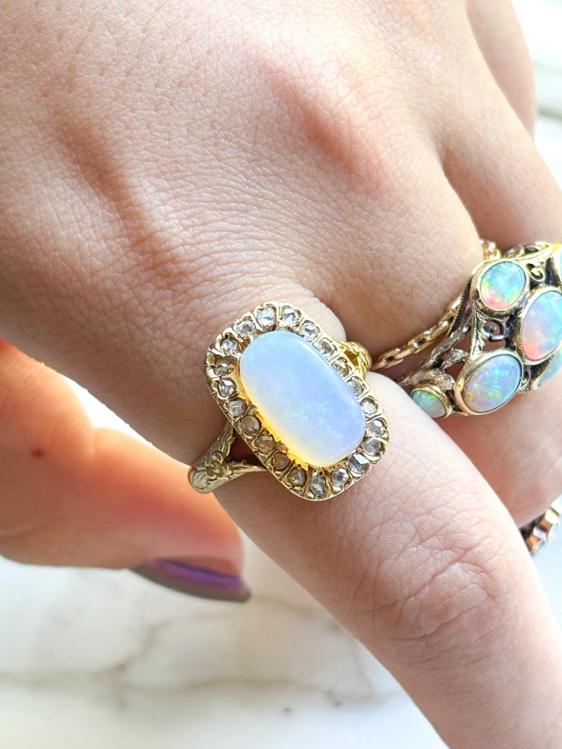 18k Victorian 3.4ct Opal & Diamond Ring