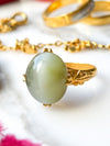 24k Vintage Cat's Eye Jade Cabochon Ring