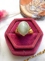 24k Vintage Cat's Eye Jade Cabochon Ring