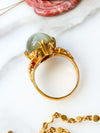 24k Vintage Cat's Eye Jade Cabochon Ring