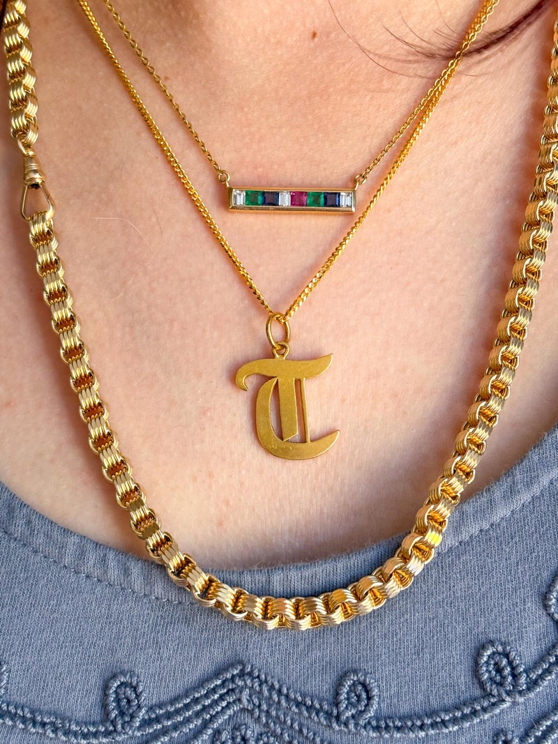 22k Vintage Letter "T" Pendant