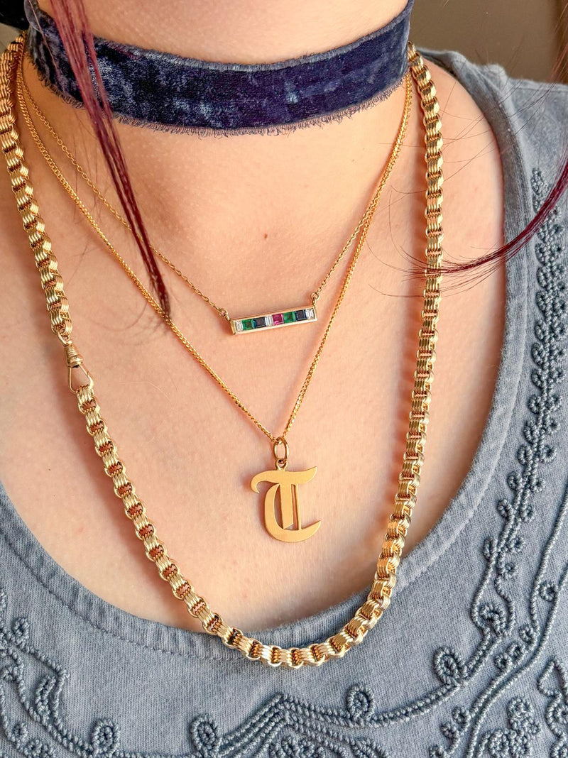 22k Vintage Letter "T" Pendant