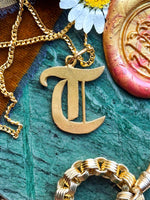 22k Vintage Letter "T" Pendant
