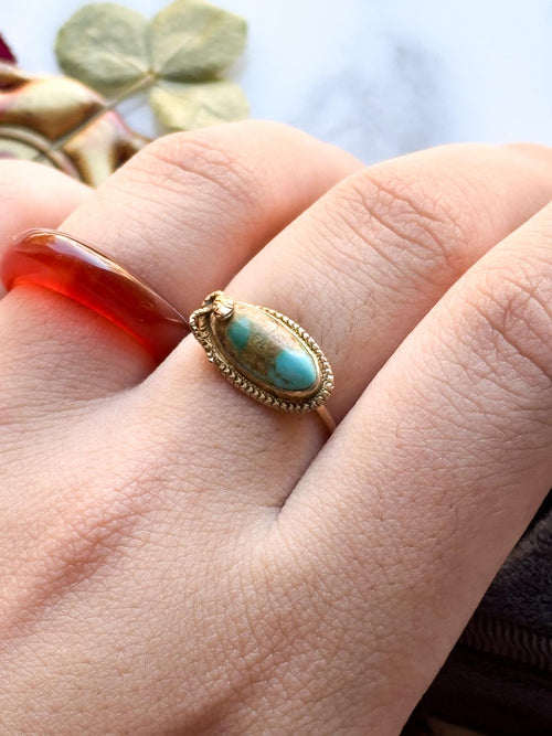 14k Victorian Turquoise Snake Ring
