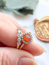 14k Victorian Carnelian Cabochon & Diamond Ring