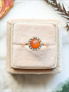 14k Victorian Carnelian Cabochon & Diamond Ring